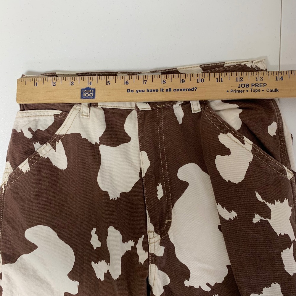 BDG Carpenter Pants Womens W27 Brown Cow Print Juno High Rise Wide Leg Utility - Picture 7 of 12
